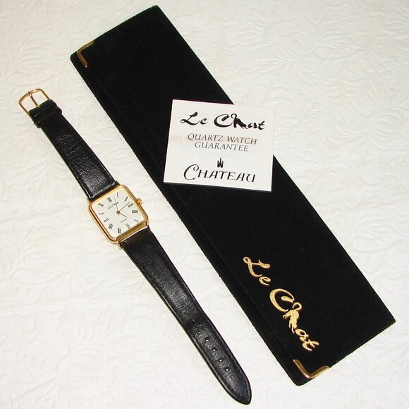 Le Chat 1993 Quartz Ladies WATCH, Gold Tone,Leather Strap,Soft Case,Nds Batt C27 - Picture 1 of 15